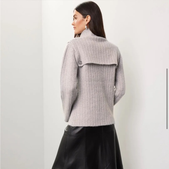 Rosetta Getty Layered Button Up Sweater in Gray Size Small - Picture 4 of 9